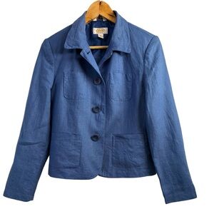 Talbots Women's Blue Irish Linen Blazer